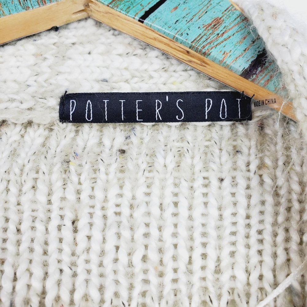 Potters Pot Oatmeal Speckled Cardigan Sz Sm EUC - Picture 9 of 9